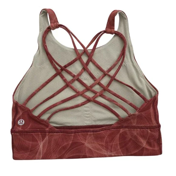 Lululemon Free to Be High-Neck Long-Line Luxtreme Wine Yoga Sports Bra Sz 8 - Picture 2 of 6